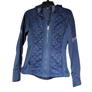Athleta Rock Springs Quilted Jacket Women’s XXS Blue Hooded Full-Zip